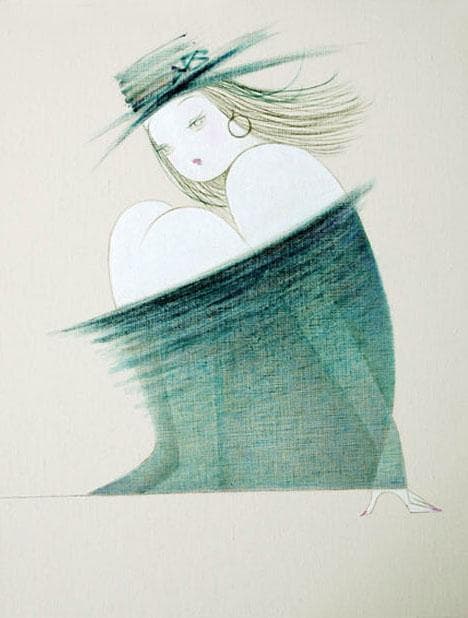 油絵 絵 絵画インテリア 額付(青緑＋金色の枠) F6-080114 人物 女性