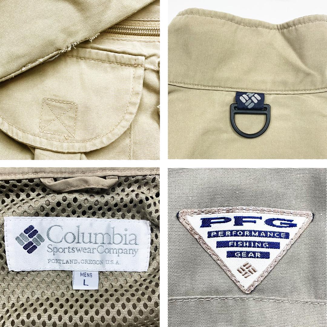 【傑作レア】90sコロンビアPFGフィッシングジャケットベストL◆古着ビンテージ