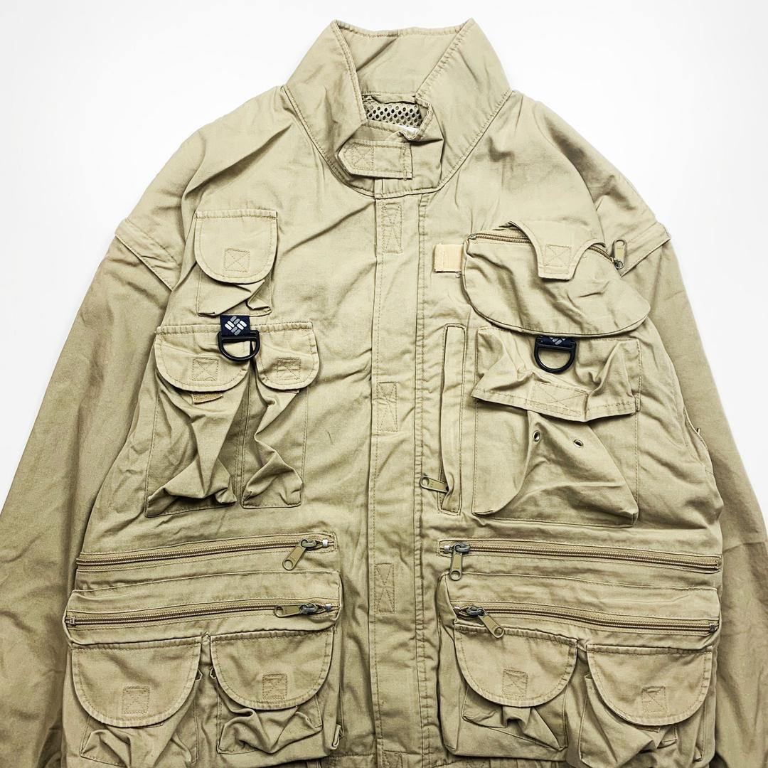 【傑作レア】90sコロンビアPFGフィッシングジャケットベストL◆古着ビンテージ