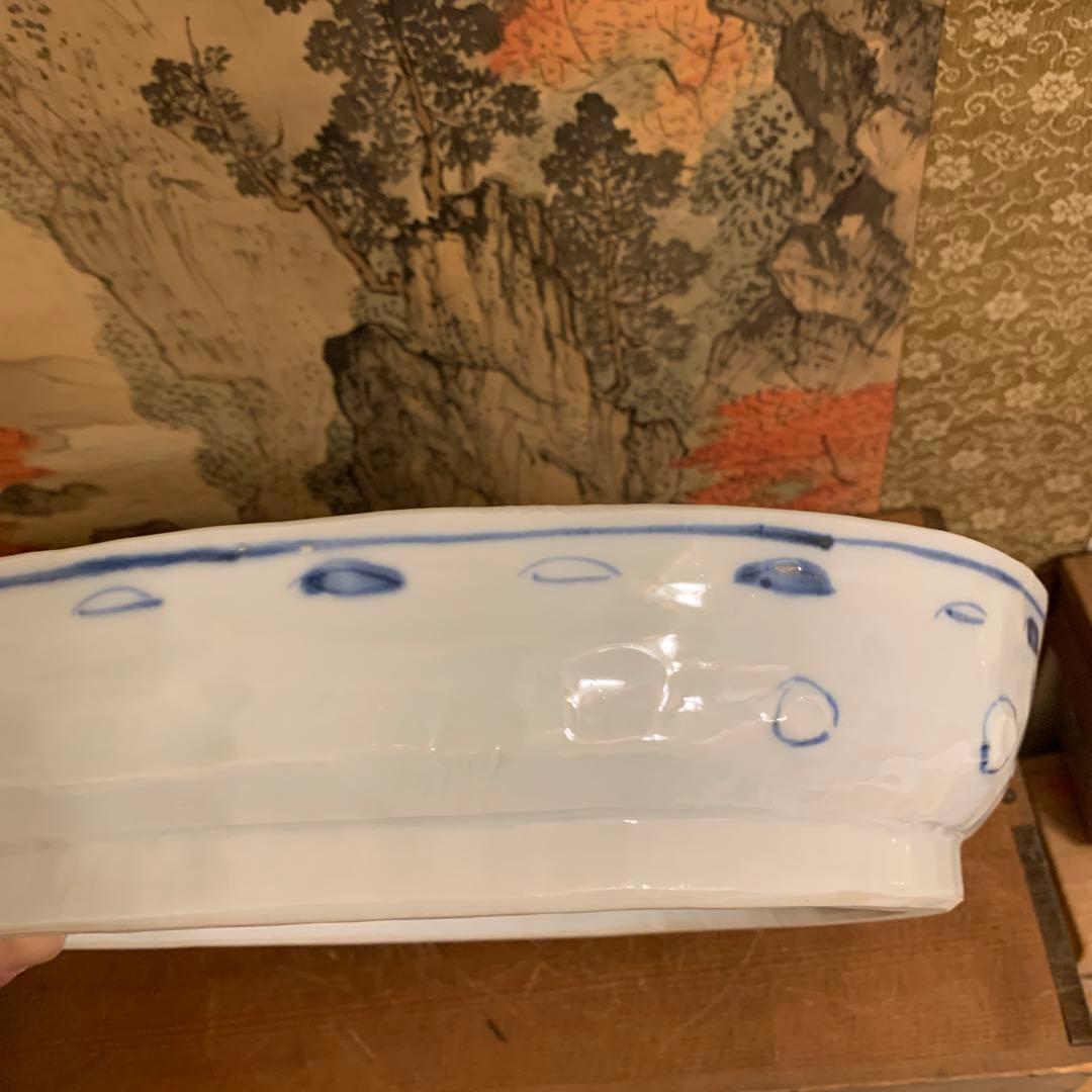 北大路魯山人★染付色絵魚藻文鮑形鉢 写★共箱★陶器★やきもの★皿★器 236