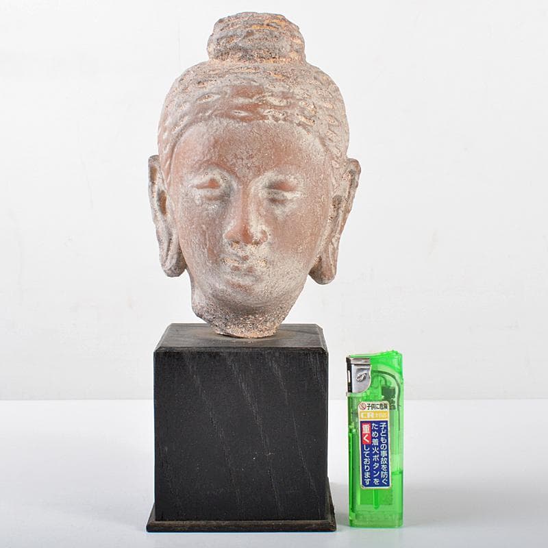 仏教美術　レプリカ　樹脂製　頭俑　仏頭　台座付　C　R5173