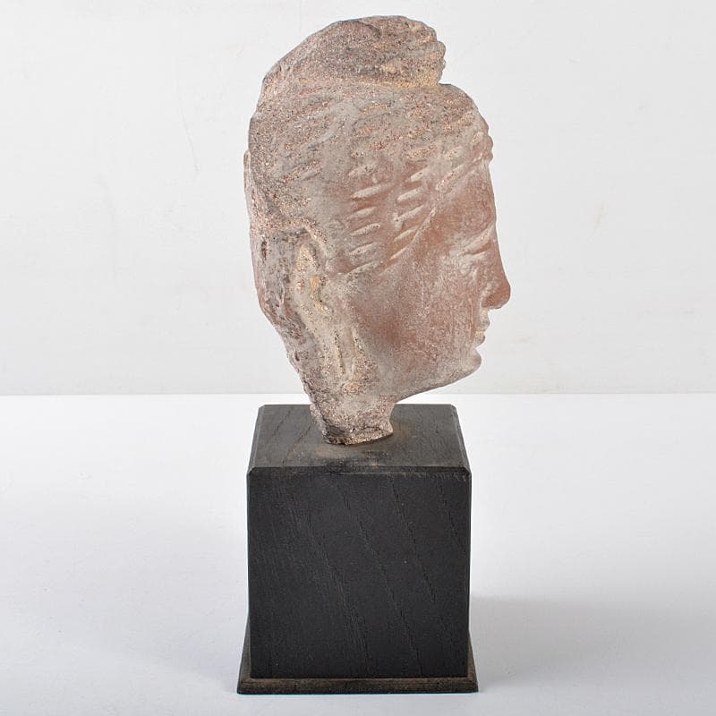 仏教美術　レプリカ　樹脂製　頭俑　仏頭　台座付　C　R5173