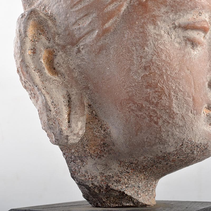 仏教美術　レプリカ　樹脂製　頭俑　仏頭　台座付　C　R5173