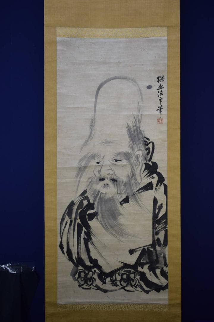 模写/狩野探幽/寿老人/布袋屋掛軸HF-665