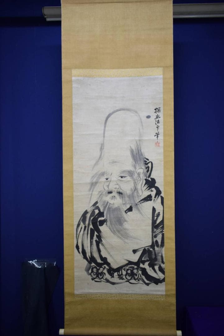 模写/狩野探幽/寿老人/布袋屋掛軸HF-665