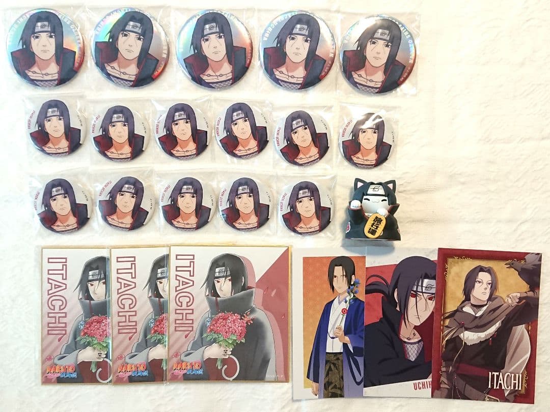 NARUTO　ベースヤード　うちはイタチ　缶バッジ　ニャルト　アニメイトカフェ