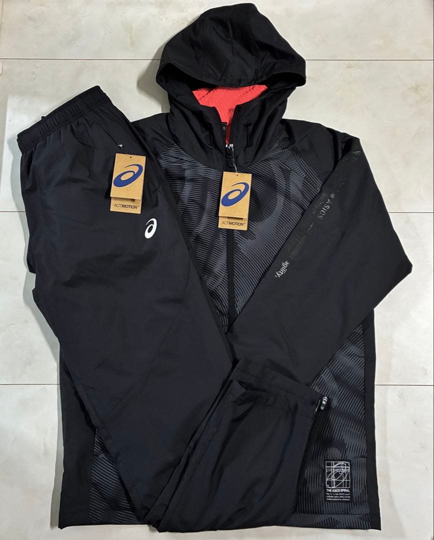新品/ASICS/裏トリコットグラフィック ウインドブレーカーフーディー/BLK