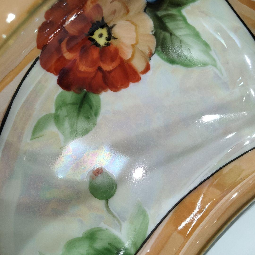 V299-5 オールドノリタケ ラスター彩 花絵 持手付プレート　B