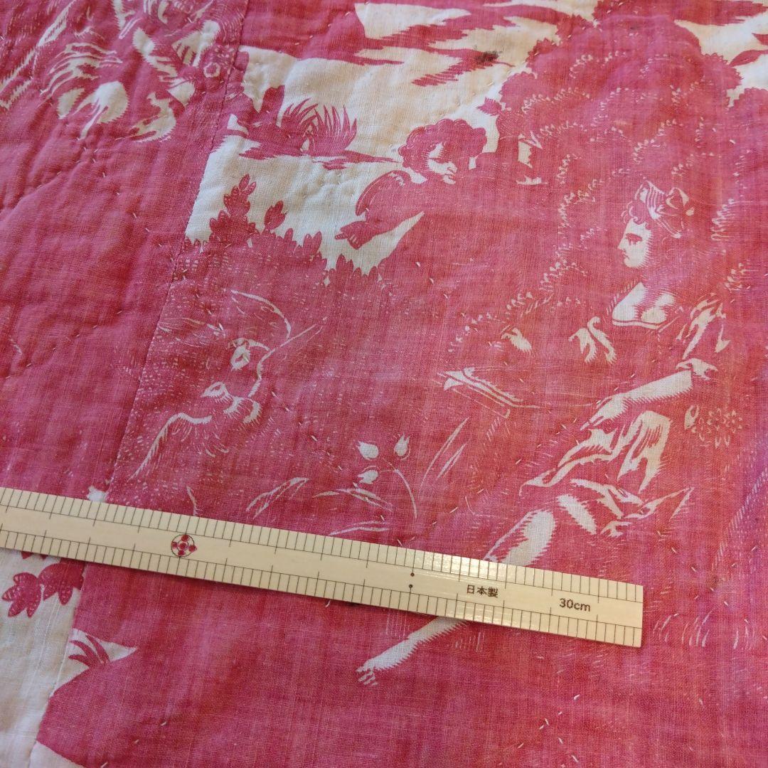 フランス　19世紀　アンティーク　コットン　トワルドジュイ