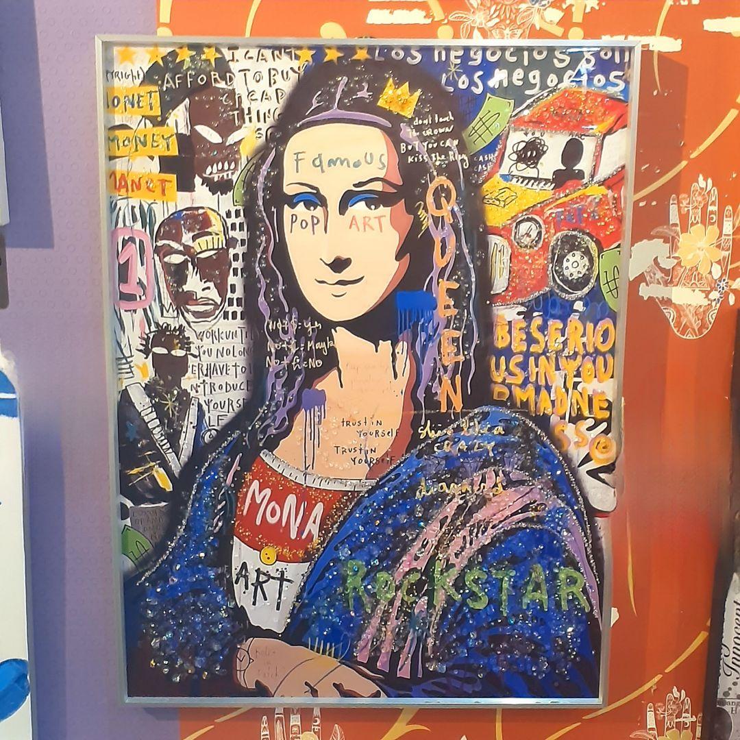 輸入雑貨　天然石　ダヴィンチ作『落書きモナリザ・クリスタルアート』　水晶・宝石絵