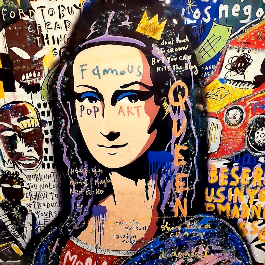 輸入雑貨　天然石　ダヴィンチ作『落書きモナリザ・クリスタルアート』　水晶・宝石絵