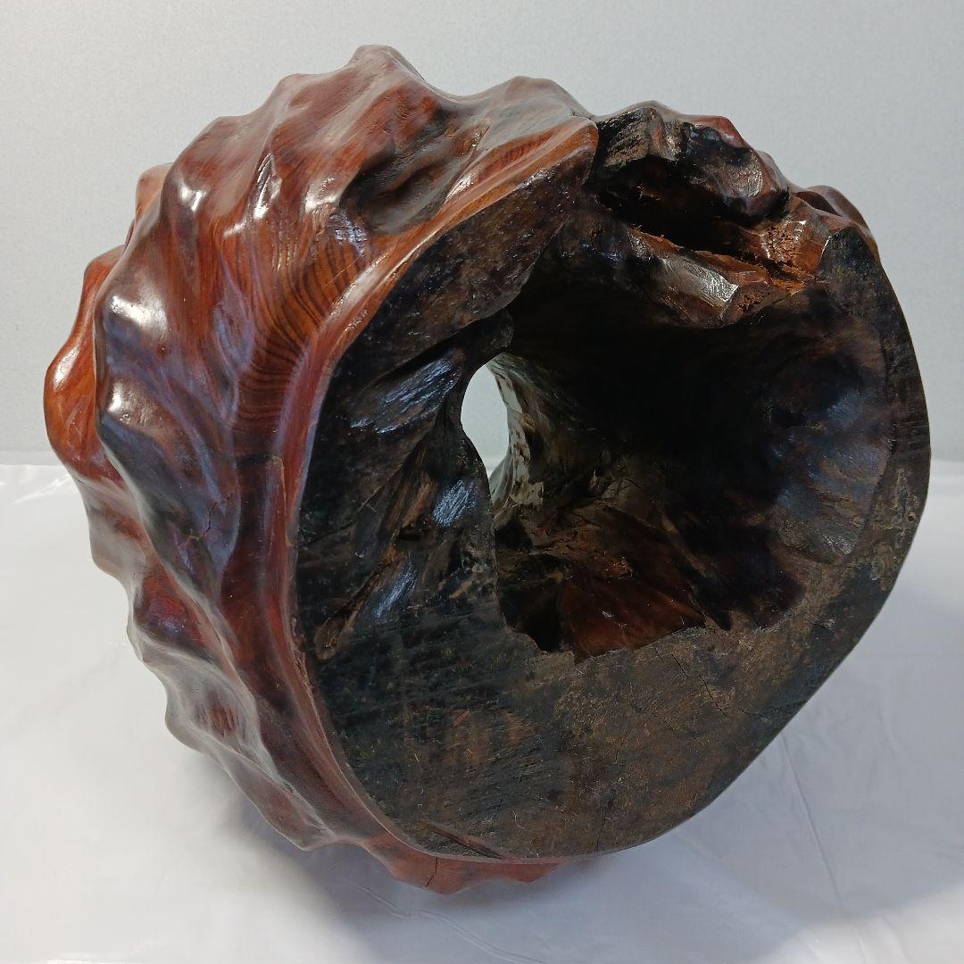 送料込み　屋久杉　虎杢の花器・つぼ(アンティーク)