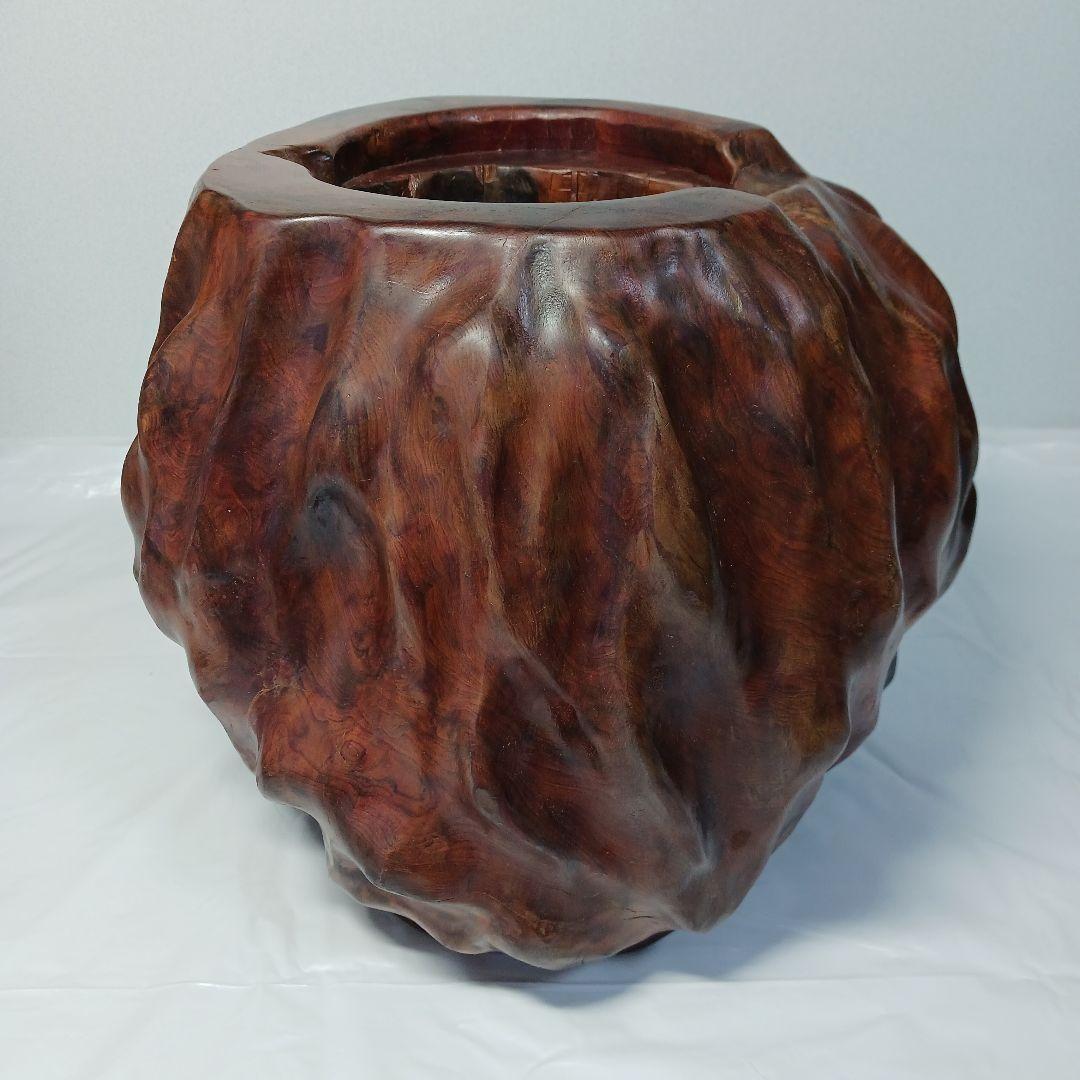 送料込み　屋久杉　虎杢の花器・つぼ(アンティーク)