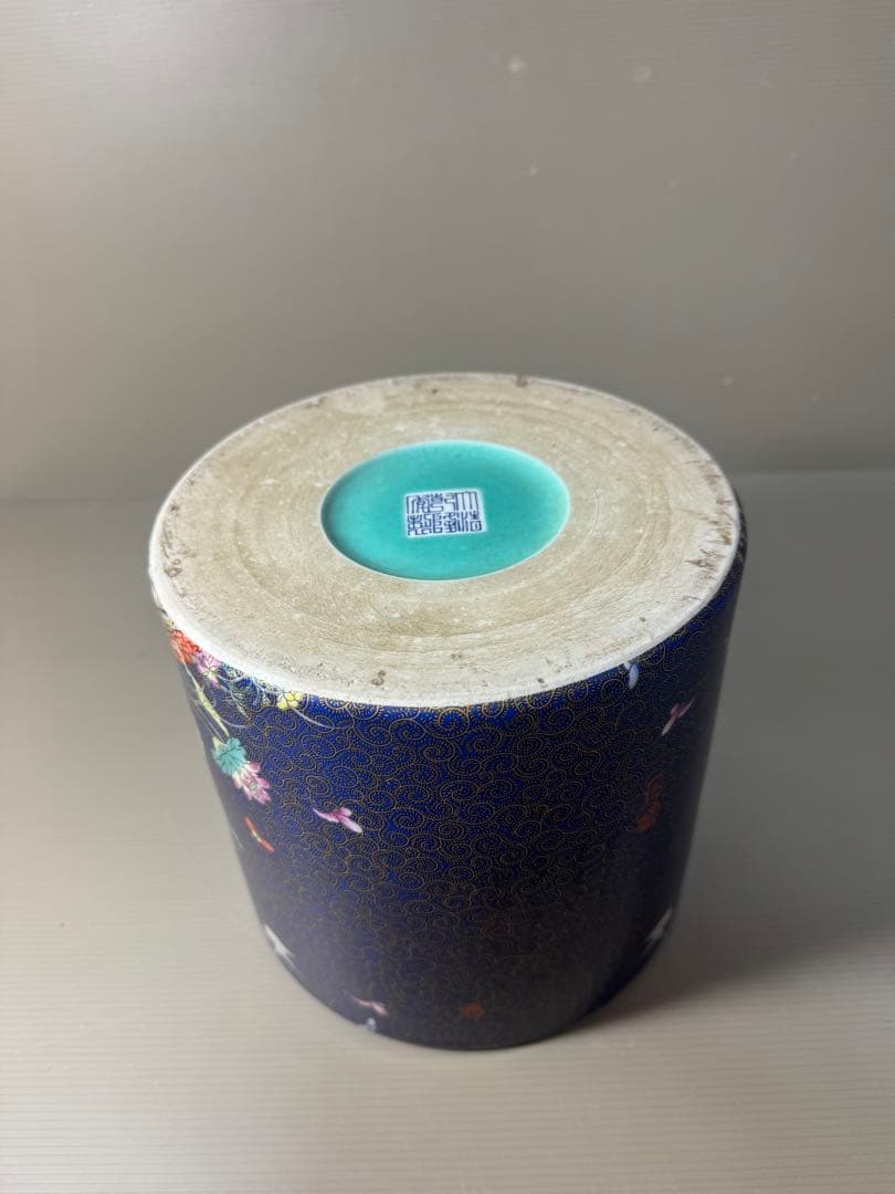 2363 中国骨董　大清乾隆年製銘　花鳥文　火鉢　時代物