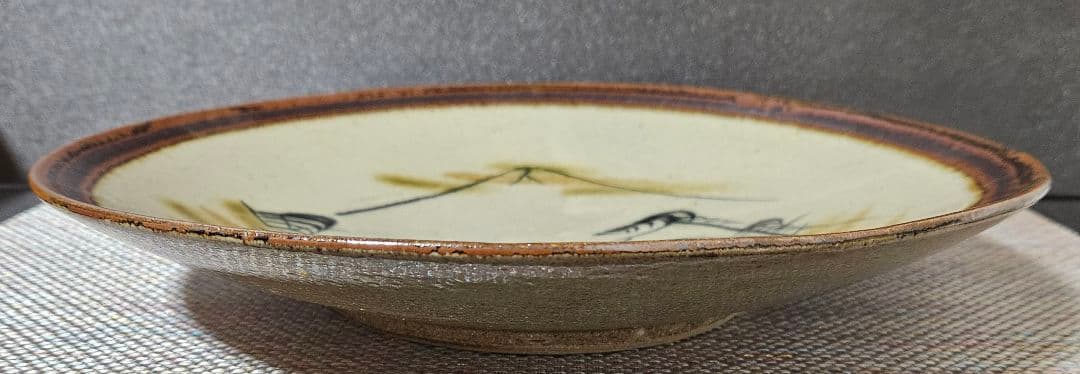 益子焼　皆川マス　絵付　山水図30.8cm 大皿　益子民藝　浜田庄司　柳宗悦