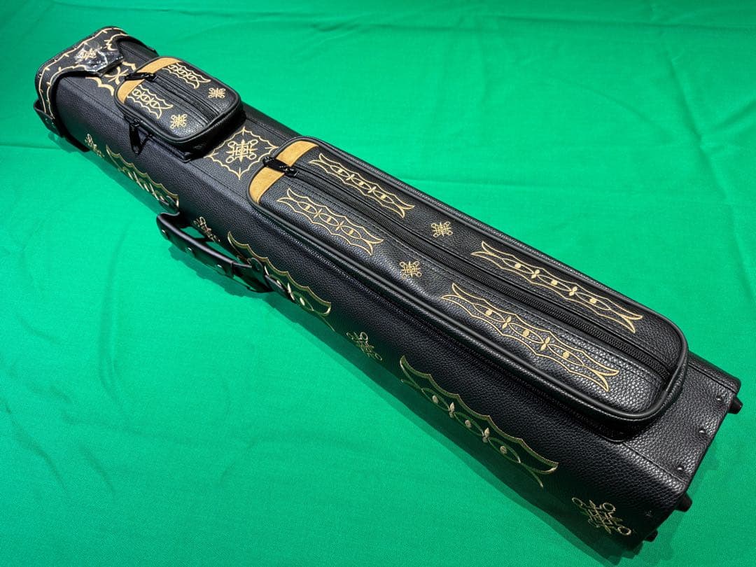 高級ビリヤードキューケース（3B×5S）金刺繍　ハード　新品　ブラック×金