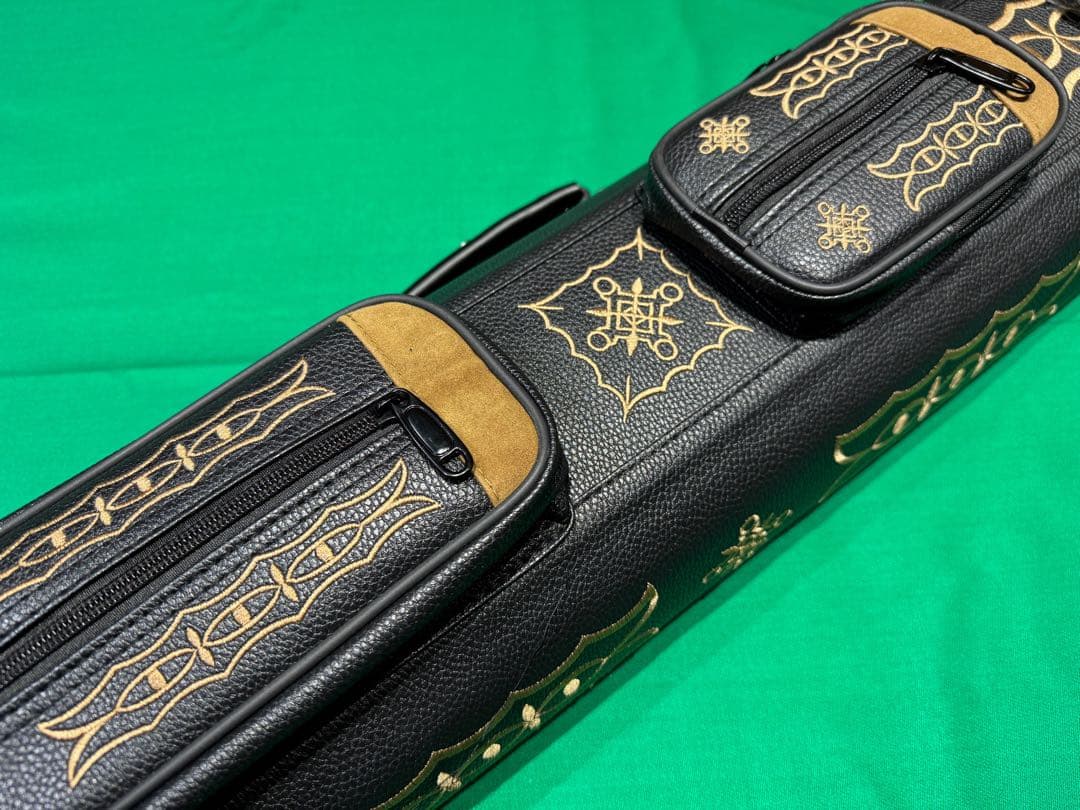 高級ビリヤードキューケース（3B×5S）金刺繍　ハード　新品　ブラック×金