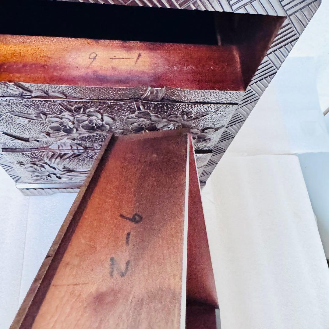 【極美品】日光彫 小箪笥 3段 卓上収納 花模様 内装赤 高級感 彫刻　伝統工芸