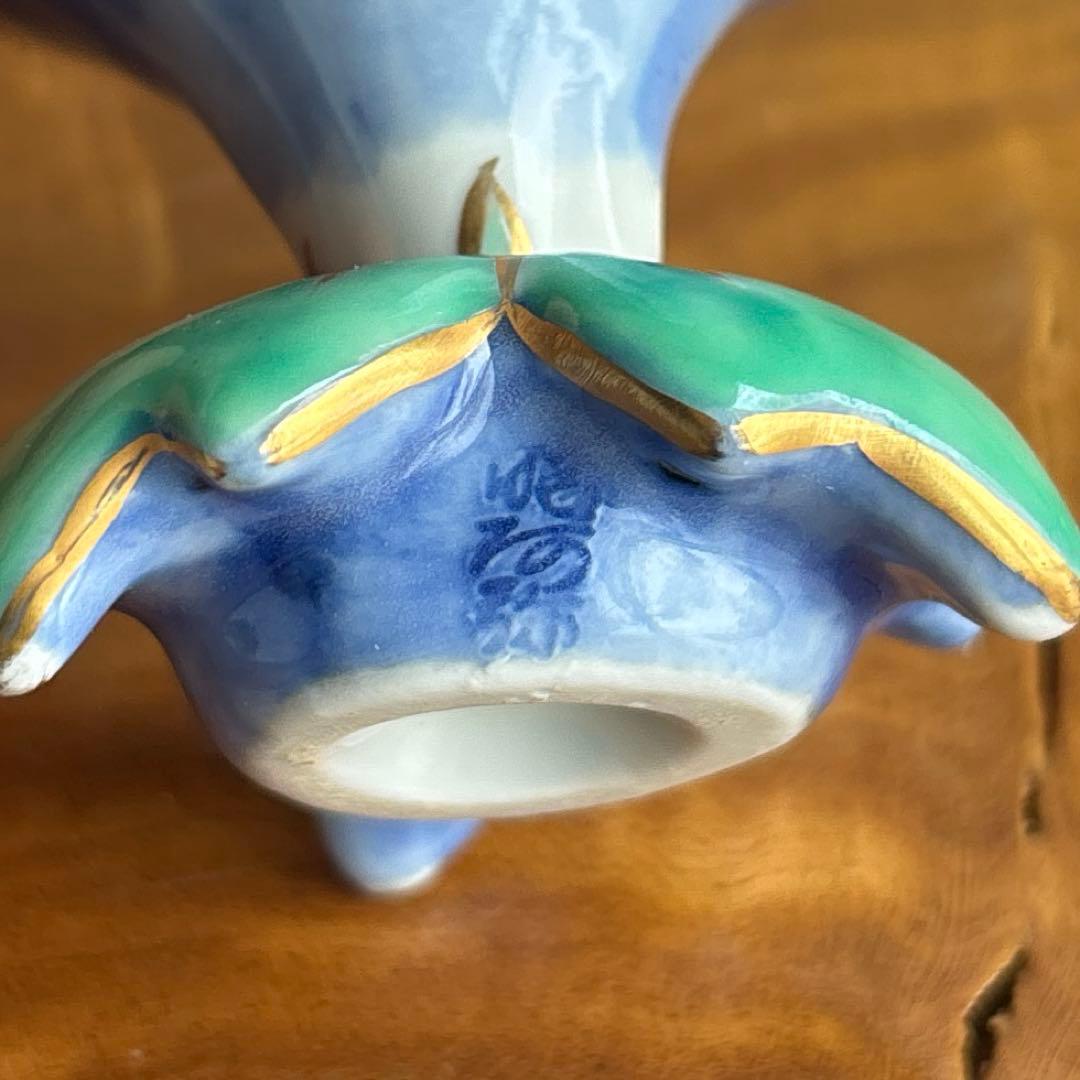 色絵 朝顔蓋置 平安 高野昭阿弥 茶道具 共箱