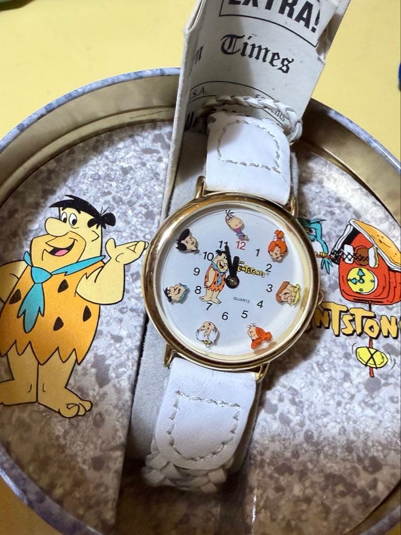 フリントストーン 時計 ホワイトレザー