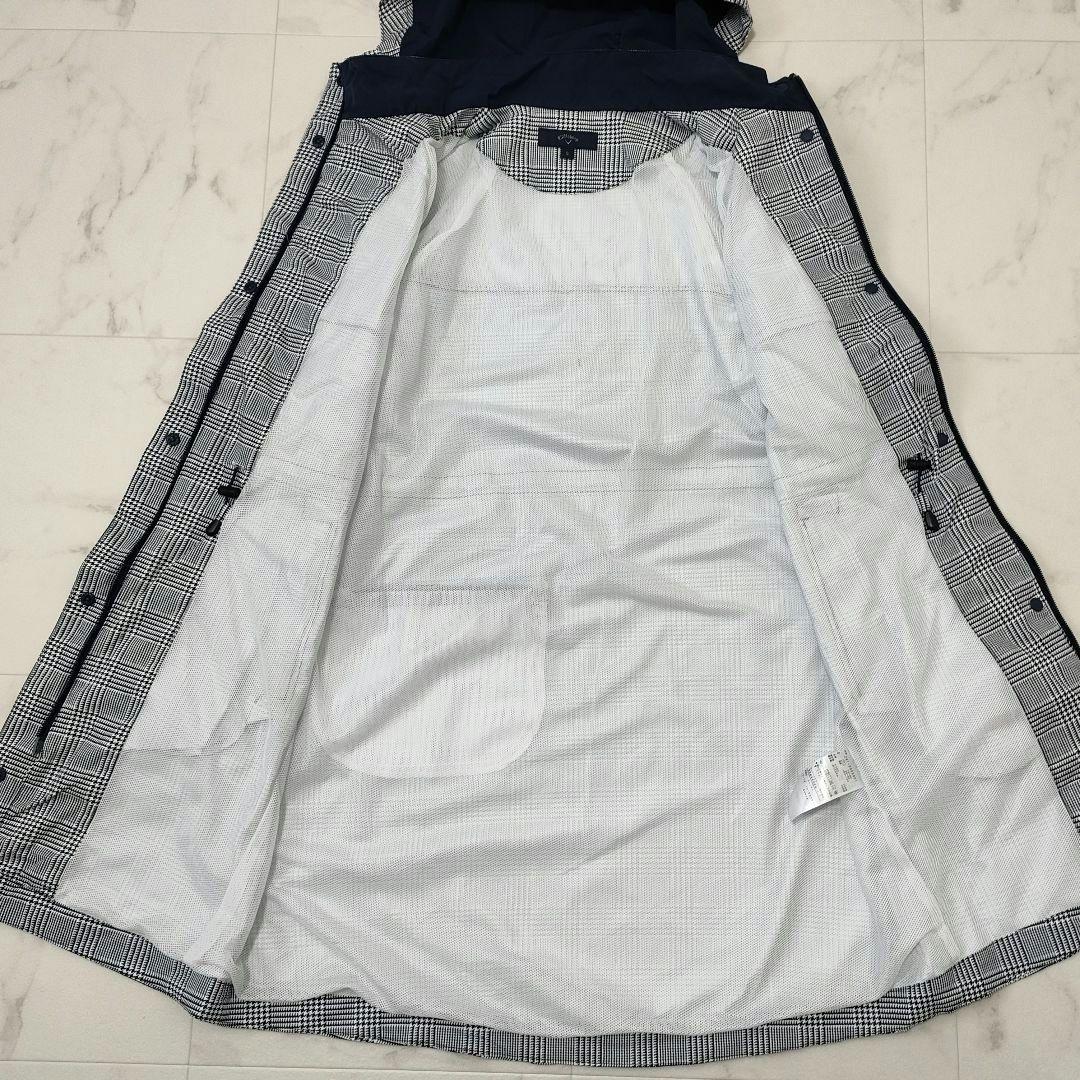 キャロウェイ　2way　レインウェア　コート　千鳥柄チェック　袖　フード脱着　S