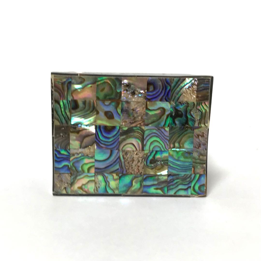 大理石 と アバロンシェル の 小さな 宝石箱 象嵌 孔雀貝 ジュエリー