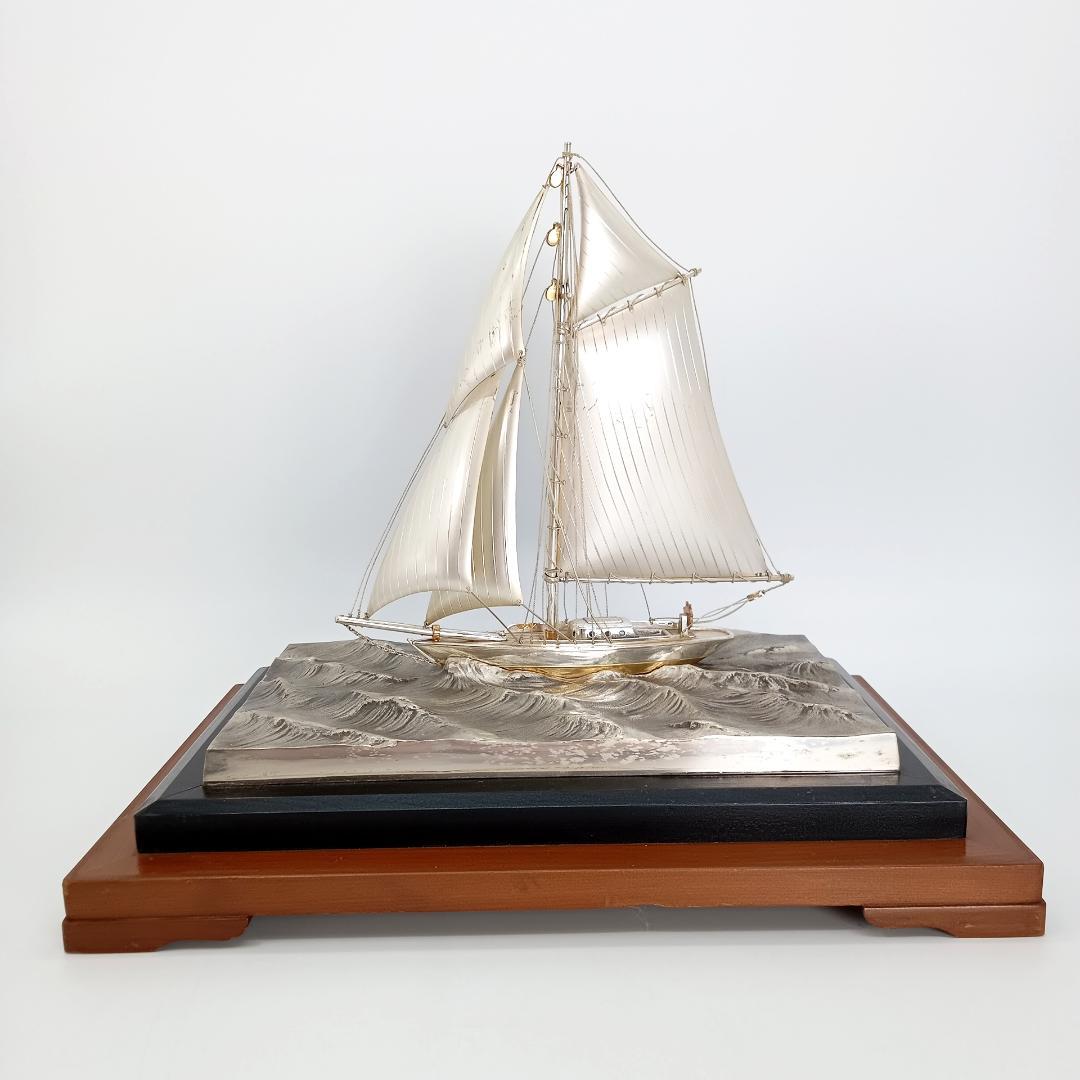 銀製 ヨット SILVER970 船 置物 帆船 オブジェ インテリア シルバー