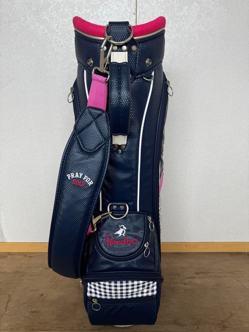 ゴルフキャディバッグ ネイビー/ピンク