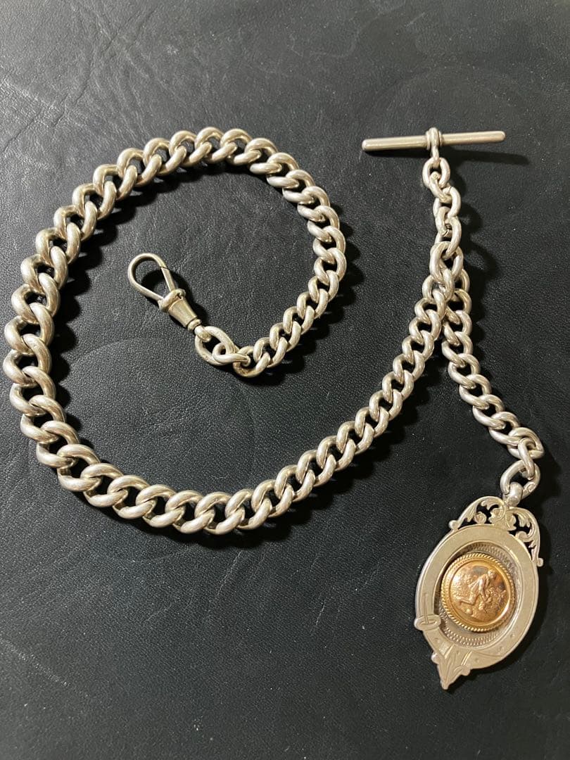 純銀　ヘビー級72g　アルバートチェーン　イギリス　懐中時計