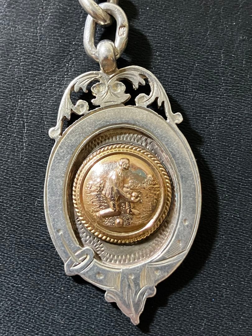 純銀　ヘビー級72g　アルバートチェーン　イギリス　懐中時計