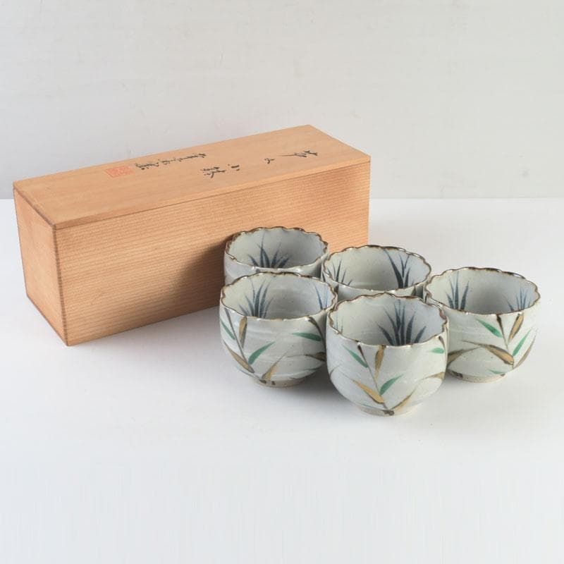 和食器　茶懐石　幸兵衛窯　芦文　小鉢　五客　共箱　N　9373