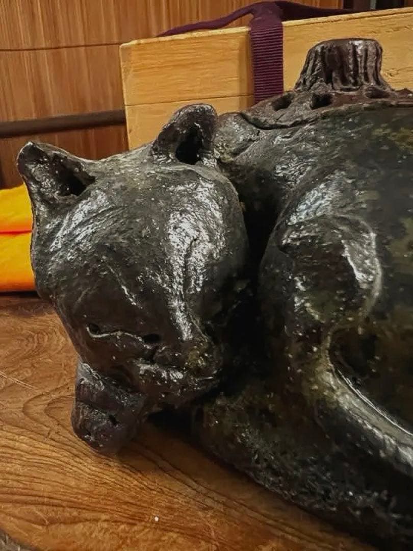 時代 古備前 眠り猫 香呂 在銘 合箱