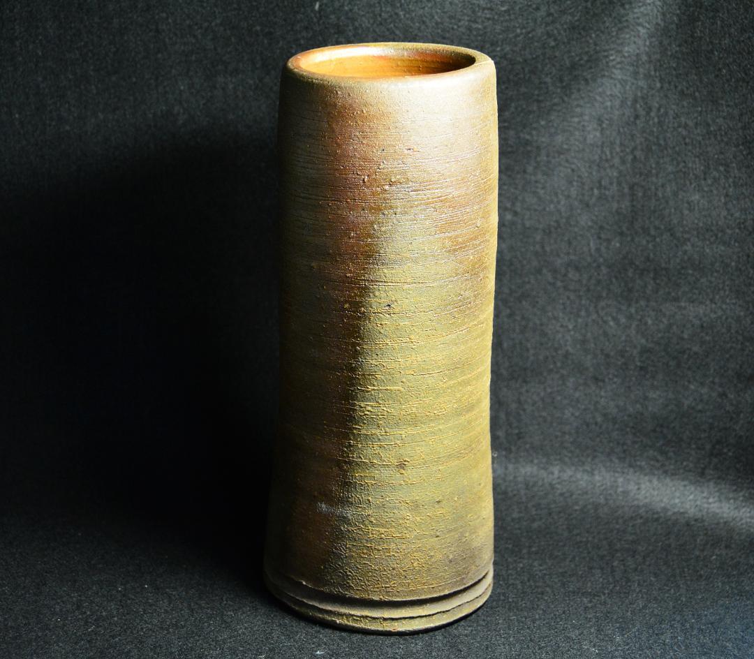 人間国宝　藤原雄　カセ胡麻窯変花入（最上位作） M257