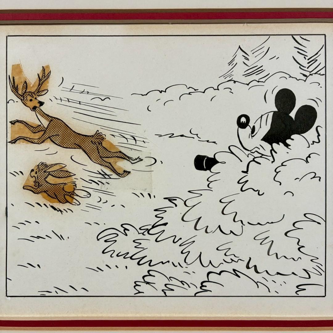 ウォルト・ディズニー ミッキーマウス３コマ漫画 原画 1961年 直筆サイン入