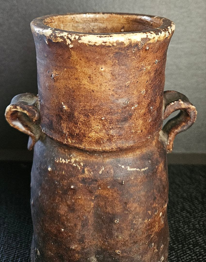 江戸時代　古信楽　双耳　壺　花入れ　花生け　茶道具　茶器　華道具　花器　オブジェ