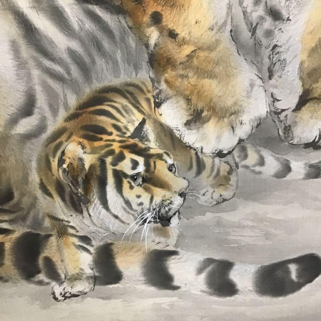 K茶道具　掛軸　「乳乕之圖」　大橋翠石作　共箱　木箱　S952KJ