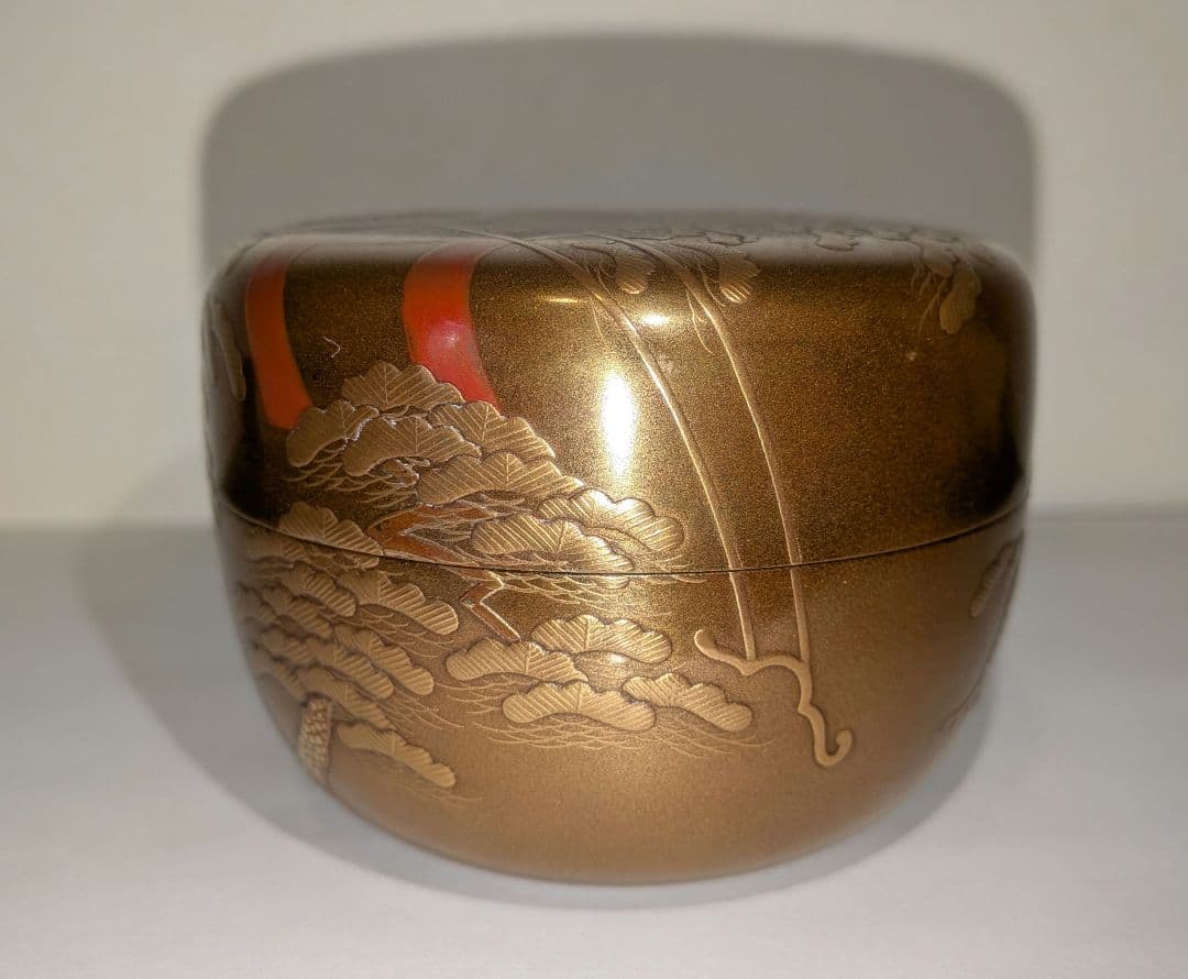 『金地御所車蒔絵　平棗』清水庄三　内金梨子　輪島塗　茶道具　表千家　共箱