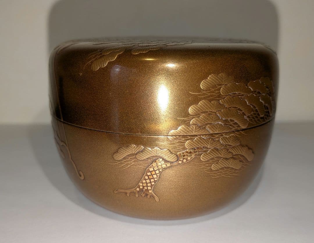 『金地御所車蒔絵　平棗』清水庄三　内金梨子　輪島塗　茶道具　表千家　共箱