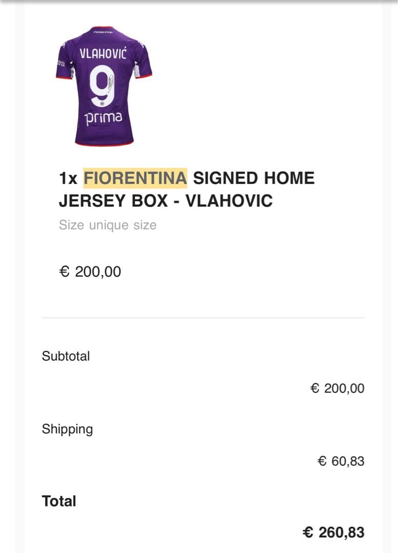 ヴラホヴィッチ　サイン　ユニフォーム　フィオレンティーナ現ユヴェントス　ケース付