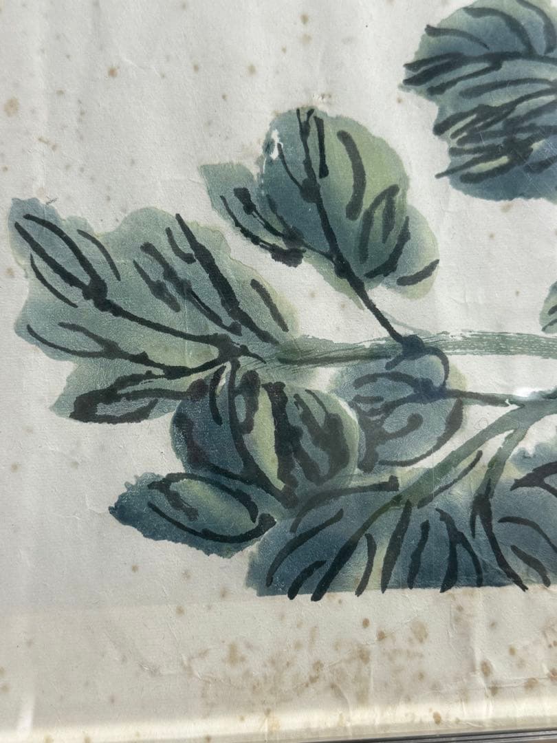 齐白石 木版水印画 ピンクの花と緑の葉　中国大人気絵画家　送料込み　1007