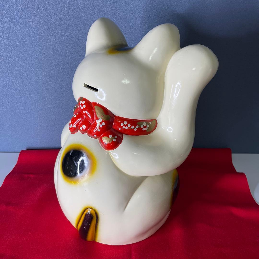 【　年代物　】特大　常滑焼　招き猫　右手招き　金運　昭和　レトロ