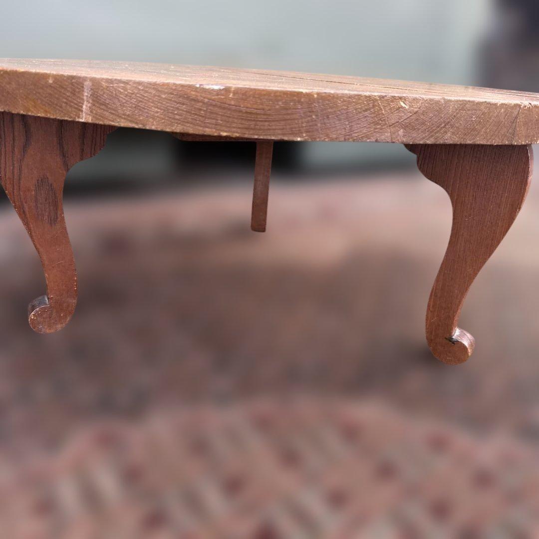 最終お値下げ‼️ヴィンテージ　希少品　猫脚　ちゃぶ台❗️木製円形テーブル