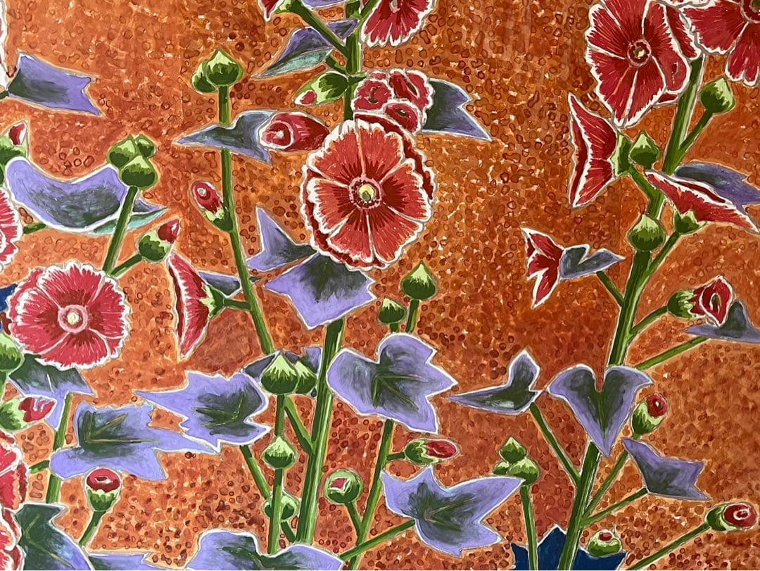 吉田和雄 立葵 絵画 額縁 アルミ 組立式 アート インテリア