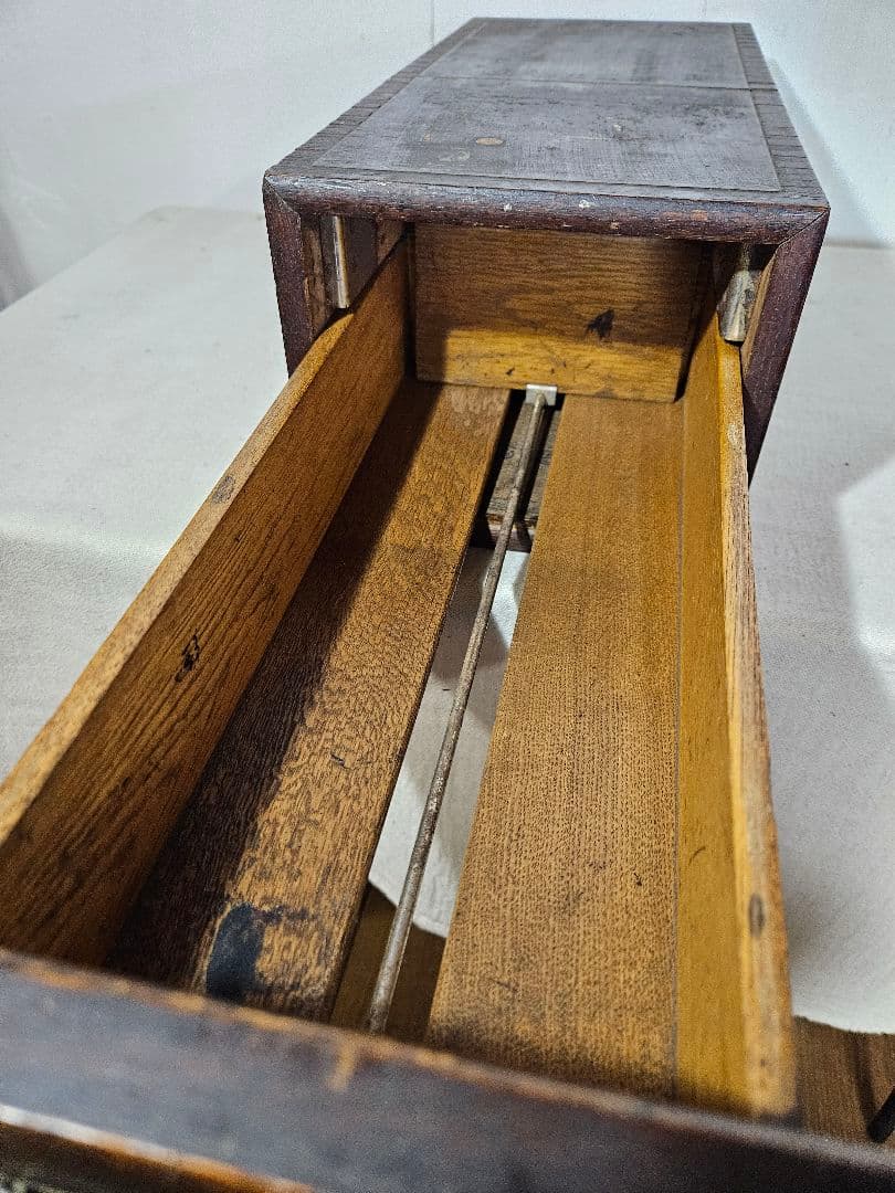 USアンティーク 木製のカードキャビネット ファイル ホルダー ドロワー 卓上