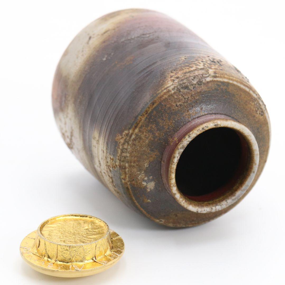 人間国宝 金重陶陽作 備前茶入 茶道具 共箱 栞付　M612　NT2