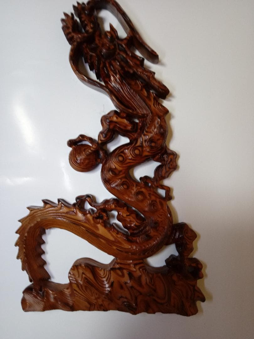 銘木屋久杉　祥瑞　昇龍木彫工芸