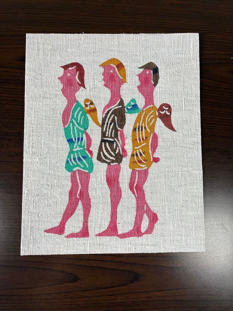 柚木沙弥郎　型染絵　新品　民藝　テキスタイル　IDEE 額装