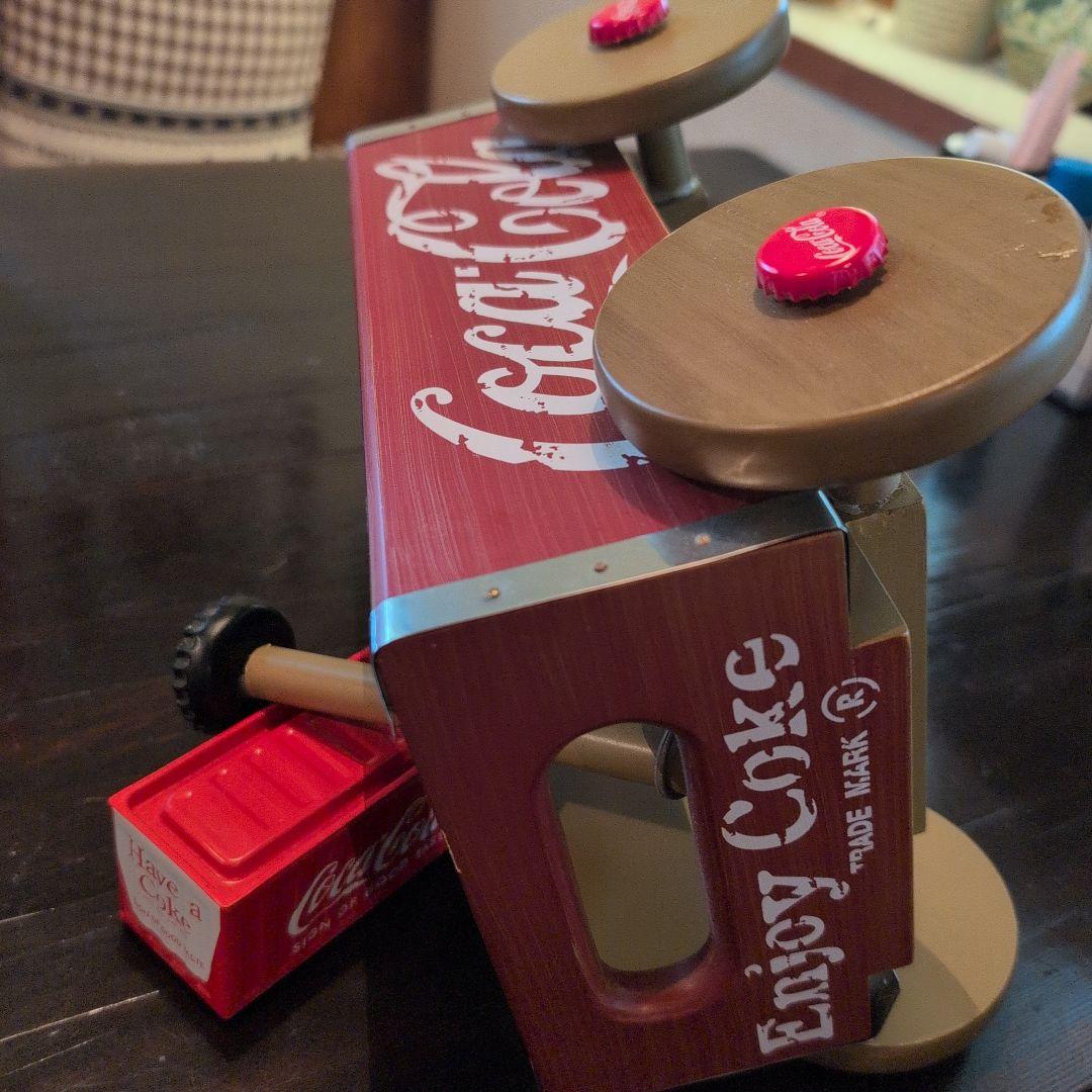 コカ・コーラオリジナルテディベア　木製カート付き