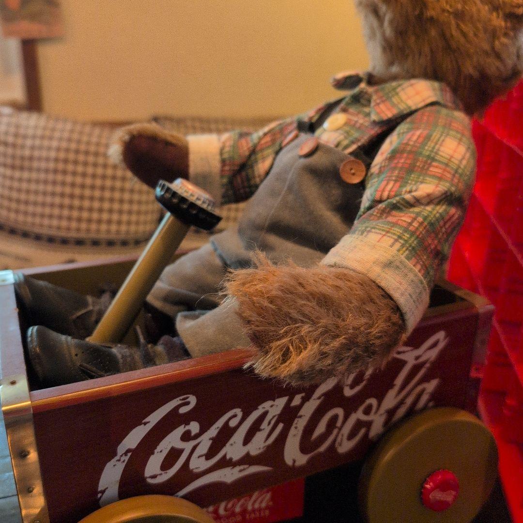 コカ・コーラオリジナルテディベア　木製カート付き