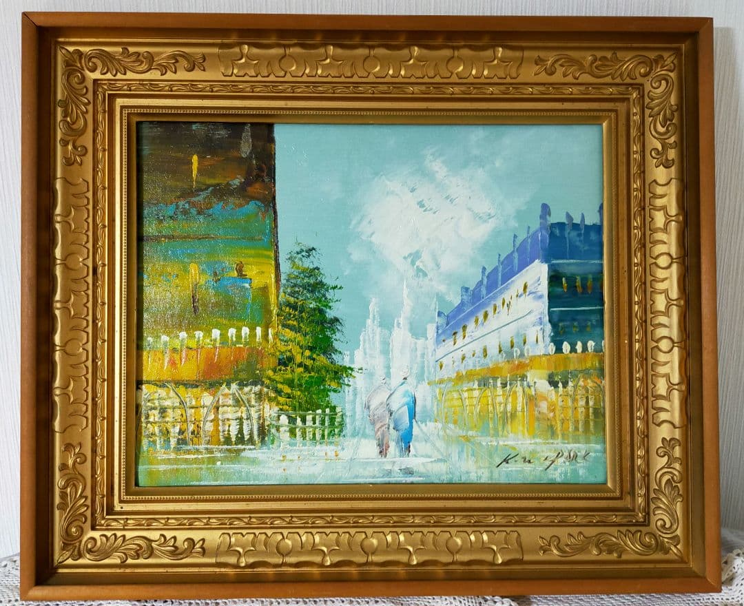 特価セール✨パリの風景　油絵　額入り56×47cm　サイン入り